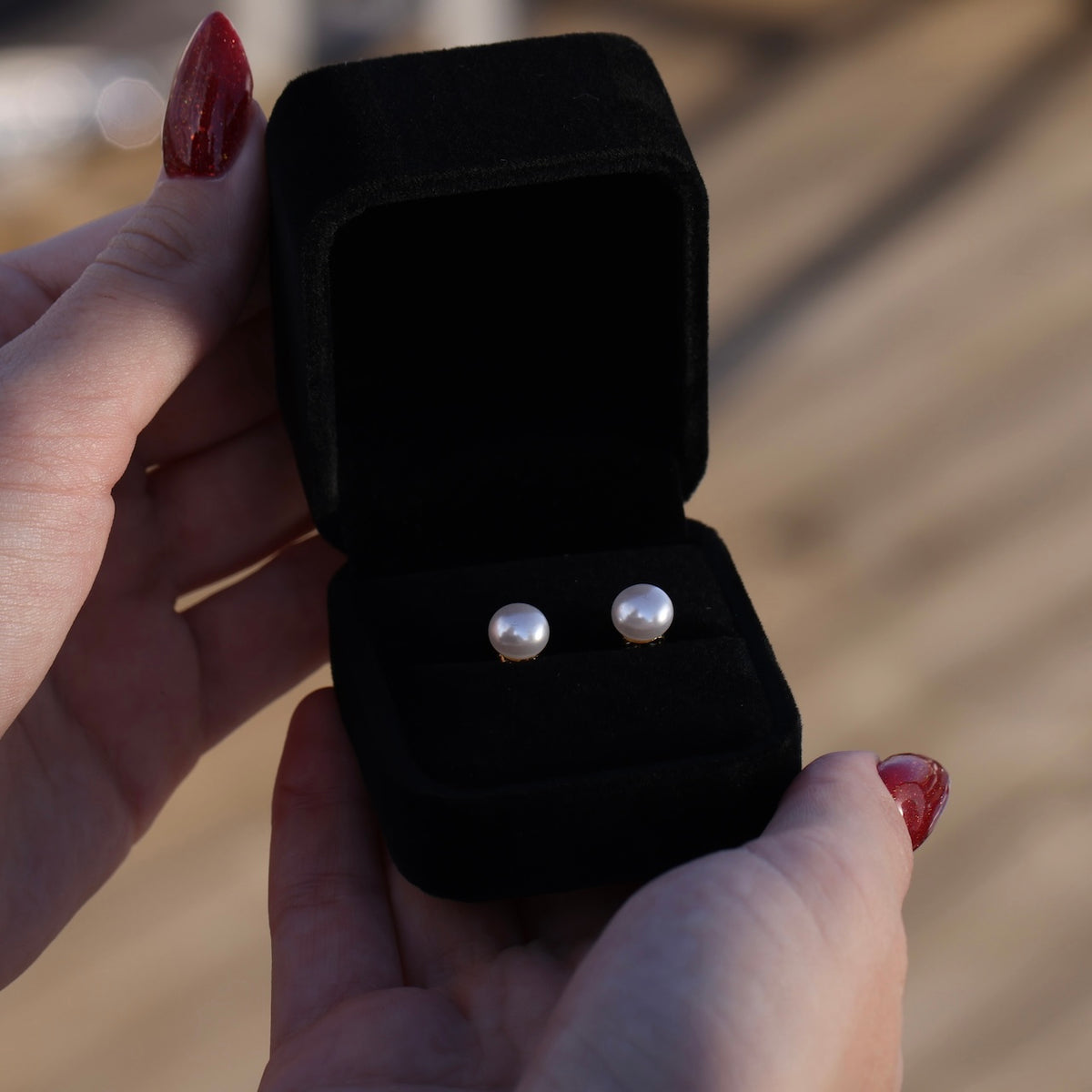 White Pearl Earrings, Boxed To Gift
