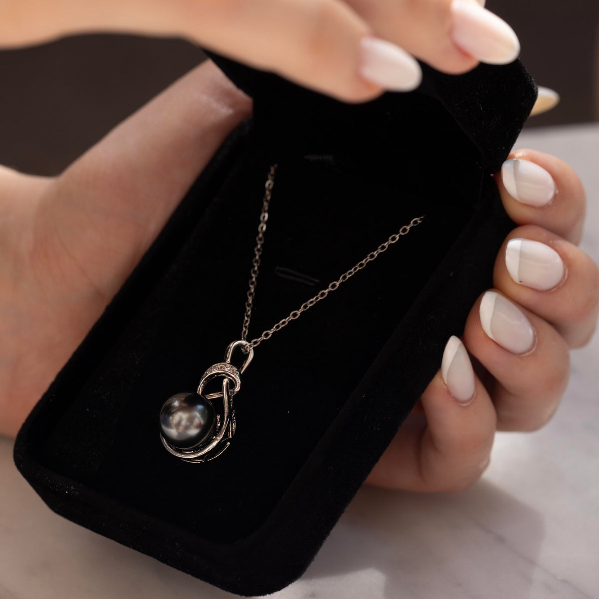 12mm Black Tahitian Cultured Pearl Pendant in 18K Gold plated 925 Sterling Silver – Cultured in French Polynesia, boxed to gift