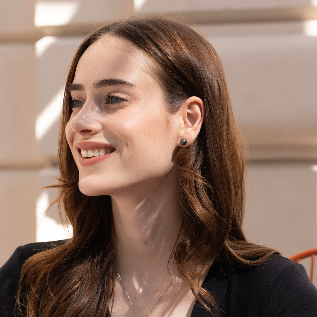 Tahitian Black Pearl Stud Earrings, Boxed To Gift