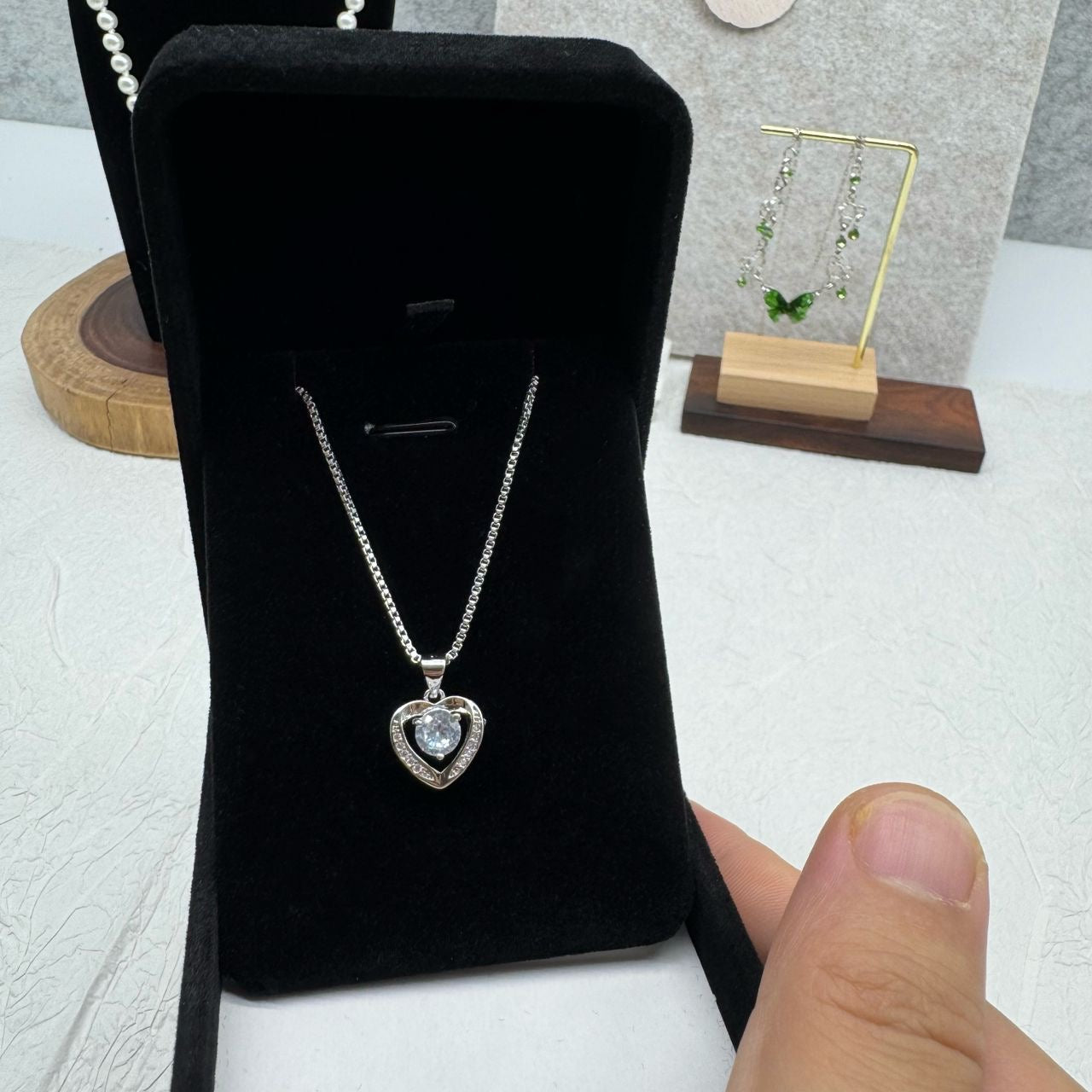 Unique Moissanite Necklace, boxed to gift