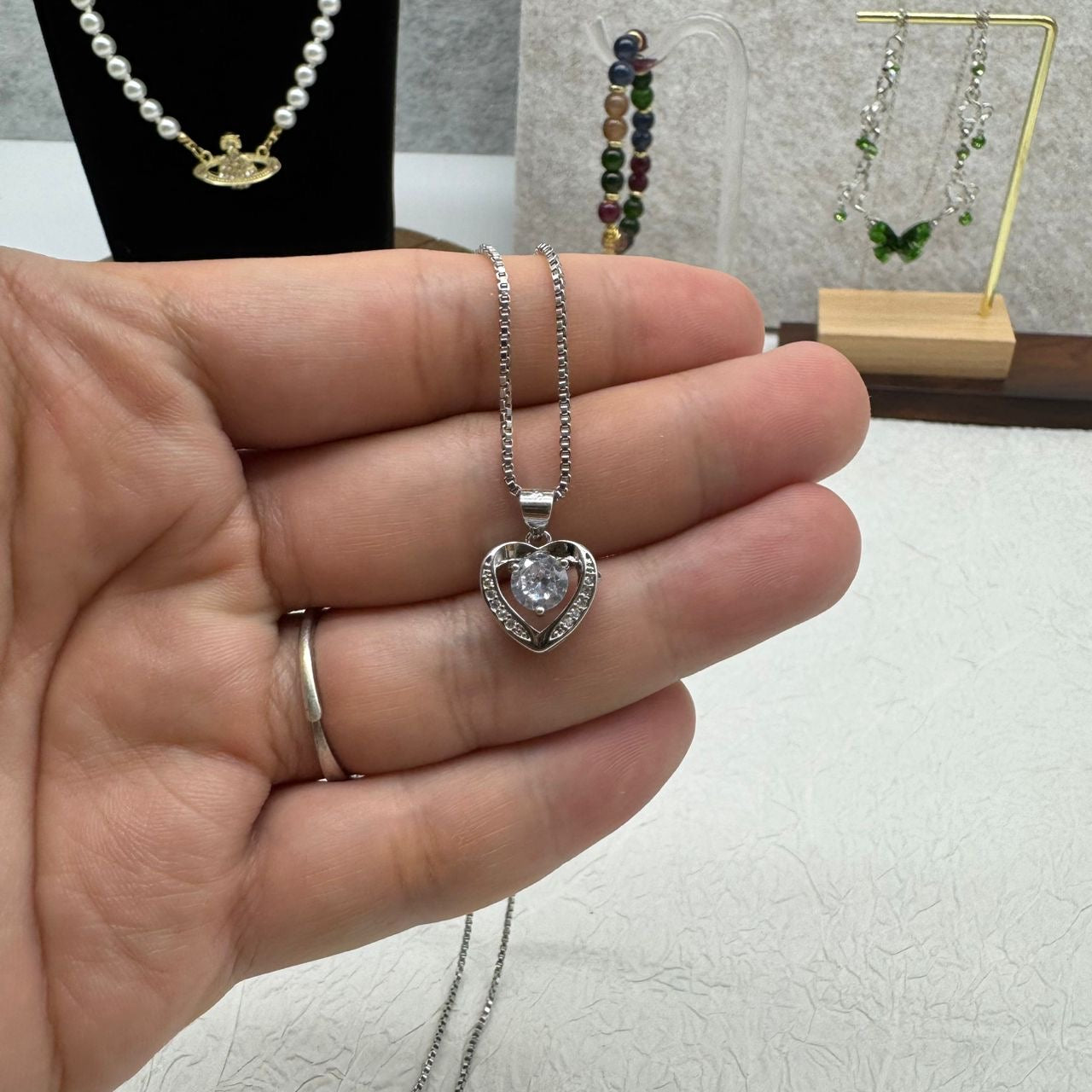 Unique Moissanite Necklace, boxed to gift