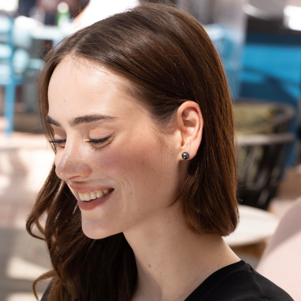 Earrings in 18k white gold with Tahitian pearls
